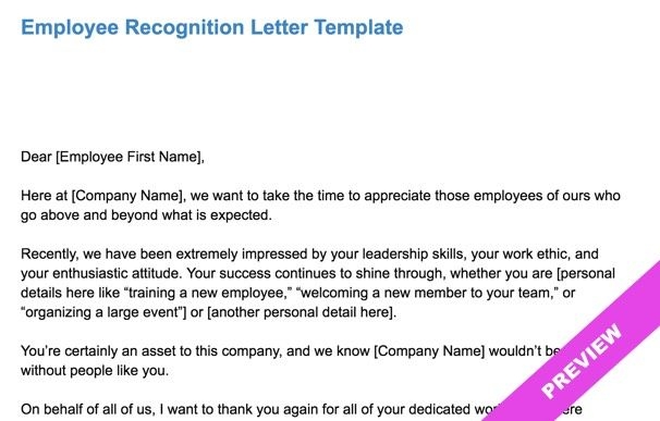 Employee Recognition Letter Template Hourly Workforce Tracking