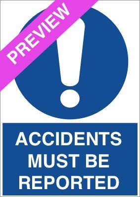 Accidents Must Be Reported Blue Sign Free Download