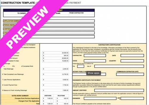 Contractor Progress Payment Free Template