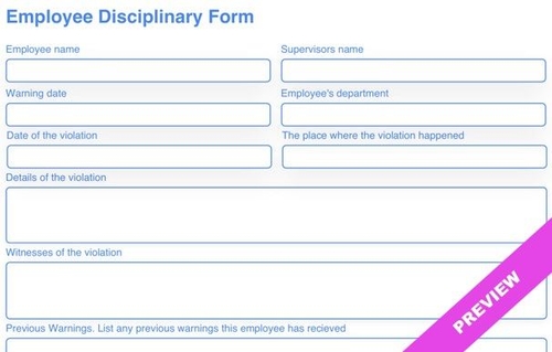 Employee Disciplinary Form Template Free Download