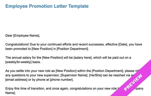 Employee Promotion Letter Template Hourly Workforce Tracking