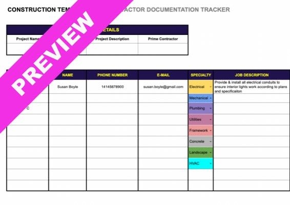 Subcontractor Document List Free Template Hourly Workforce Tracking