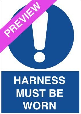 Harness Must Be Worn Blue Sign Free Download
