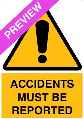 Accidents Must Be Reported Yellow Sign Free Download