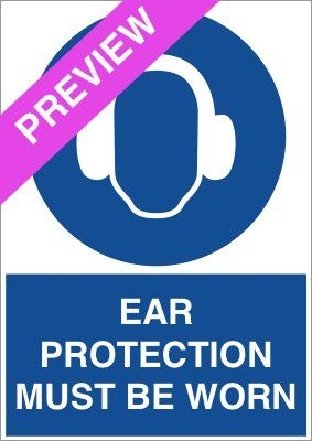 Ear Protection Must Be Worn Blue Sign Free Download