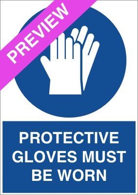 Protective Gloves Must Be Worn Blue Sign Free Download