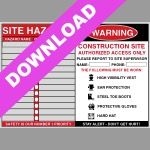 Construction Site Hazard Board | Free Download
