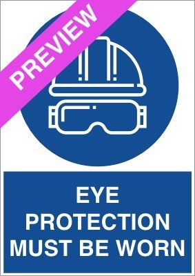 Eye Protection Must Be Worn Blue Sign Free Download