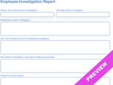 Employee Investigation Form Template