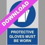 Protective Gloves Must Be Worn Blue Sign Free Download