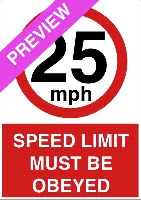 Speed Limit Must Be Obeyed 25Mph Red Sign Free Download