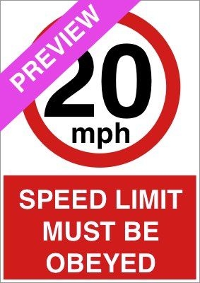 Speed Limit Must Be Obeyed 20Mph Red Sign Free Download