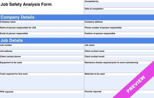 Job Safety Analysis Template Download