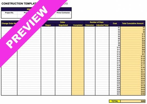 Free  Project Change Order Log Template