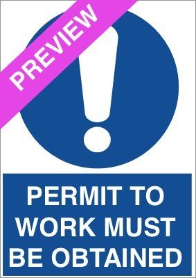 Permit To Work Must Be Obtained Blue Sign Free Download
