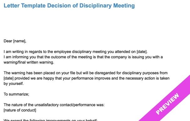 Decision of Employee Disciplinary Meeting Report | Hourly Workforce ...