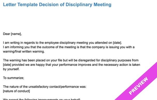 Decision of Employee Disciplinary Meeting Report