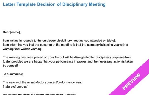 Decision Of Employee Disciplinary Meeting Report Hourly Workforce 