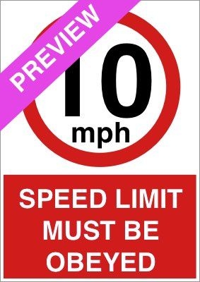 Speed Limit Must Be Obeyed 10Mph Red Sign Free Download
