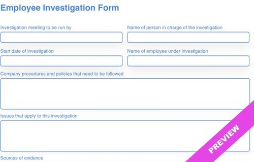 Employee Investigation Form Template Free Download