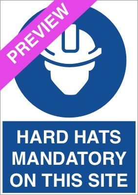 Hard Hats Mandatory On This Site Blue Sign Free Download