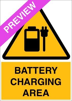 Battery Charging Area Yellow Sign Free Download