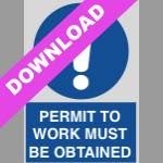 Permit To Work Must Be Obtained Blue Sign Free Download