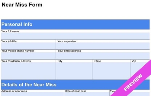Near Miss Report Template Hourly Workforce Tracking