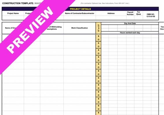 Certified Payroll - Wage And Hour Free Template | Hourly Workforce Tracking