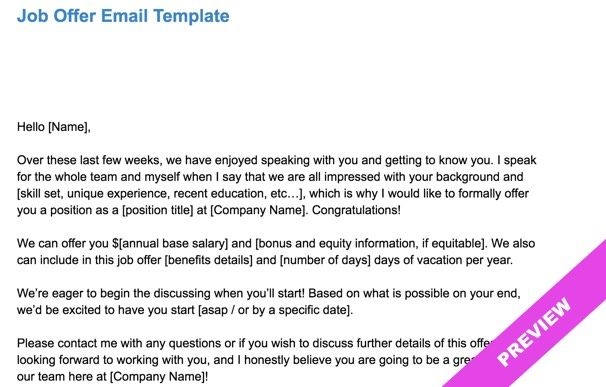 Job Offer Email Template | Hourly Workforce Tracking