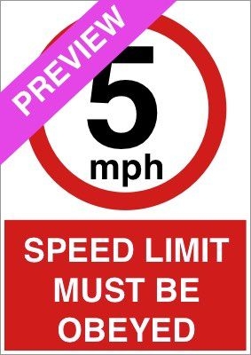 Speed Limit Must Be Obeyed 5Mph Red Sign Free Download