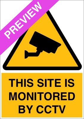 This Site Is Monitored By CCTV Yellow Sign Free Download