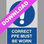 Correct PPE Must Be Worn Blue Sign Free Download