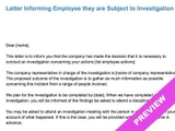 Letter Template For Informing An Employee That They Are Subject To An Investigation