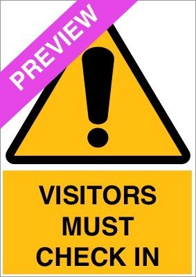 Visitors Must Check In Yellow Sign Free Download