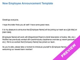 New Employee Announcement Free Email Template