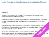 Letter Template for Inviting Employee to Investigation Meeting