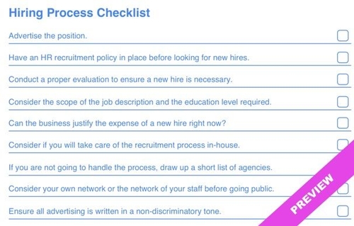 Hiring Process Checklist Template