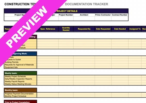 Construction Document Tracker Free Template