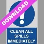 Clean All Spills Immediately Blue Sign Free Download