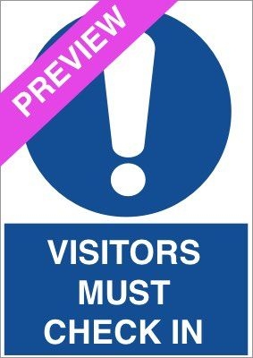 Visitors Must Check In Blue Sign Free Download